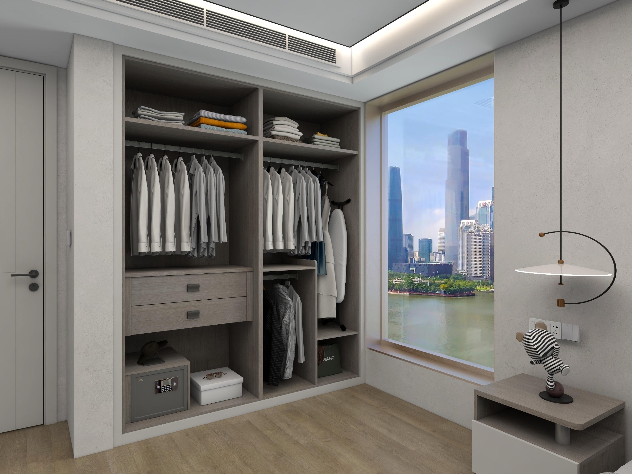Wardrobe and open storage